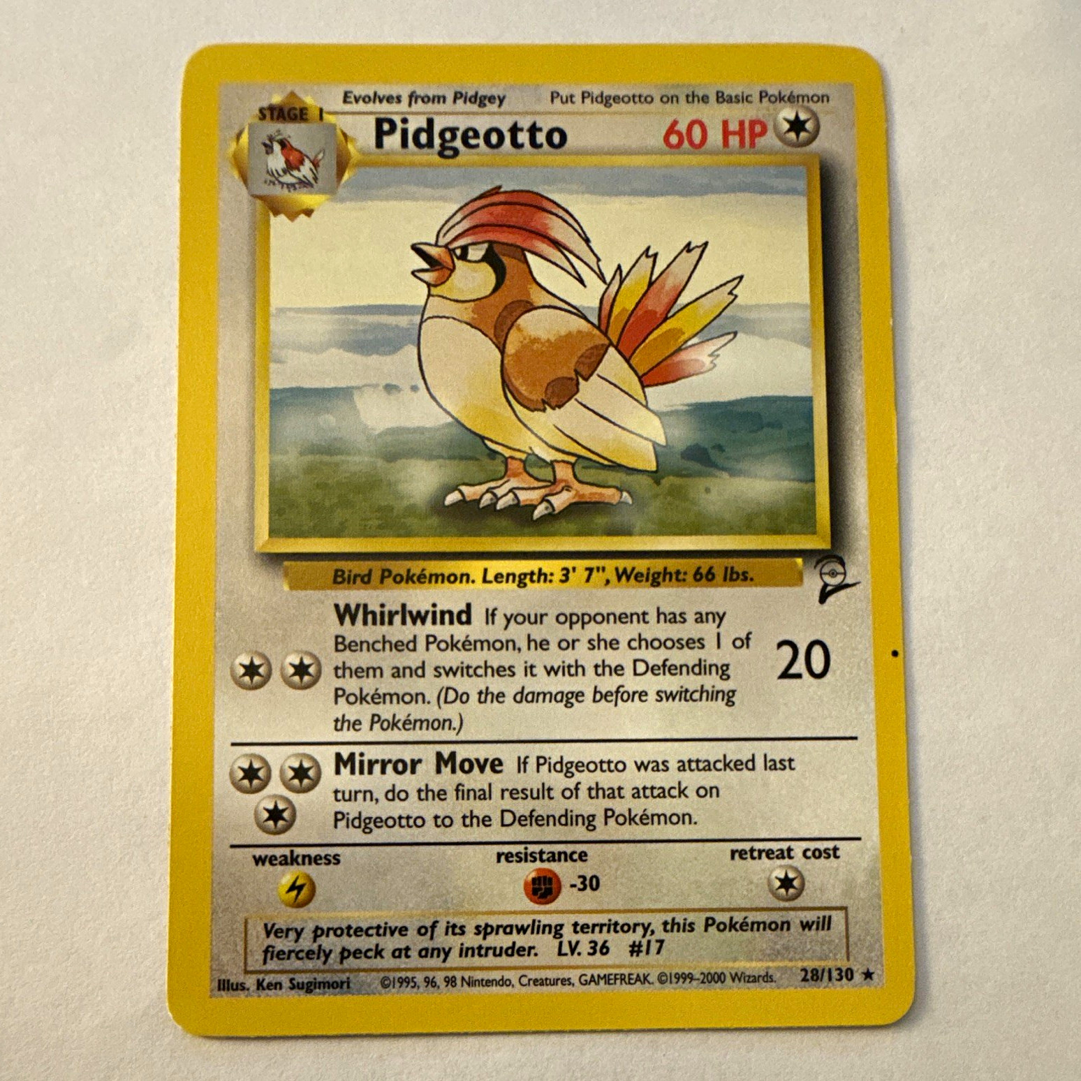 Wizards of the Coast Pidgeotto 028/130 Base Set 2 Regular Rare EN 1999 60 HP