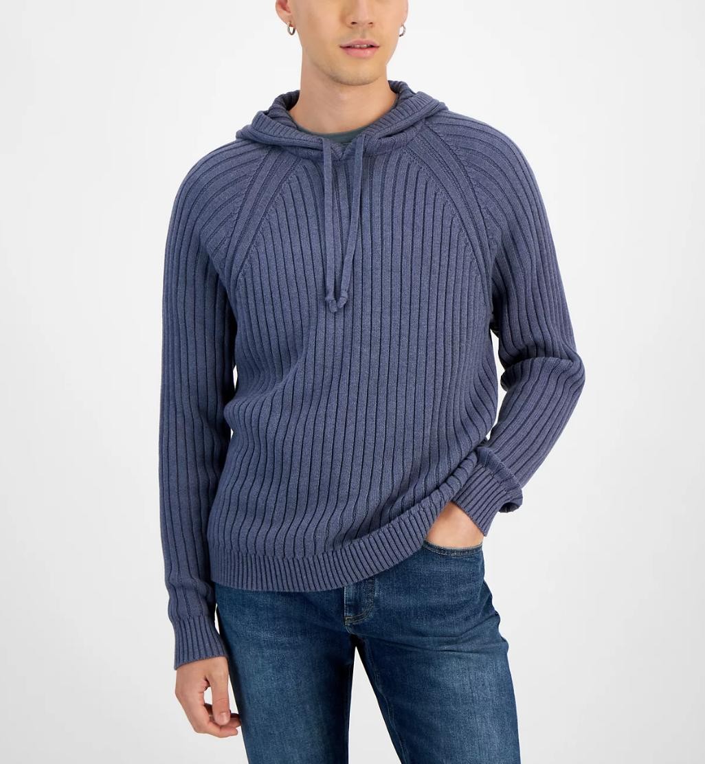 Sun Stone Mens Ribbed Hooded Sweater - Midnight Sea Hr - XXLUS 9690₽