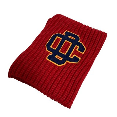 DSQUARED2 Alpaca Blend Patch Knit Scarf, Red Women USED