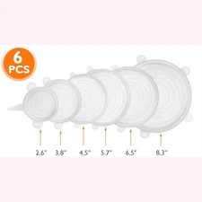 6pcs Reusable Silicone Stretch Lids Kitchen food Storage Wraps Cover Various 