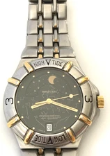 Krieger Lunar M929 Chronometer Dial Stainless Steel Watch Vintage 1990's Runs