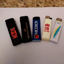 vintage 5 pc, disposable promotional lighters