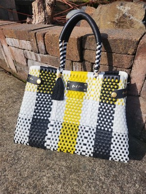 MAVIS by HERRERA less polution convertible purse to tote, black & yellow, NEW