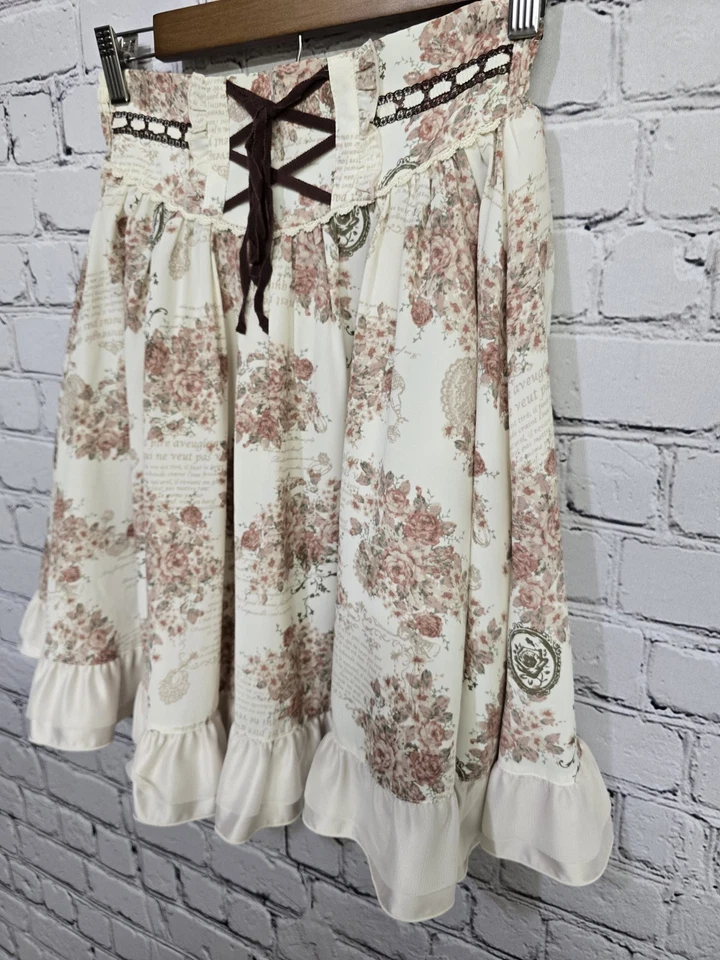 Falda Hachas Mujer S Marfil Floral Cottagecore Fairygoth Prairie Mori Niña Japón Foto 4 de 4