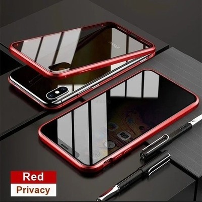 For iPhone 17 16 Pro Max 15 Plus 14 13 12 11 360° Anti-Spy Magnetic Glass Case.