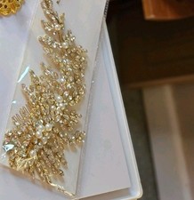 Gold Bridal Hairpiece with Pearls and Rhinestones Wedding Hair Accessories