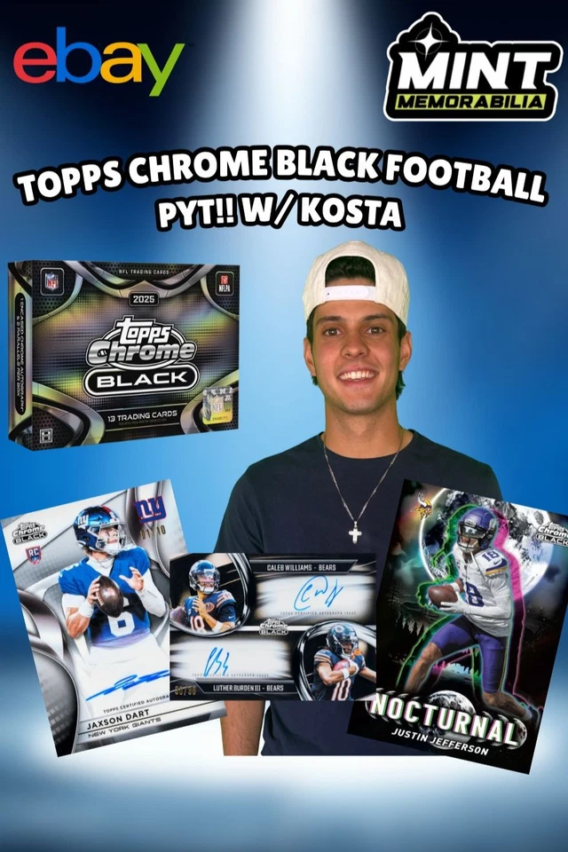 FULL CASE 2025 TOPPS CHROME BLACK FOOTBALL W/ KOSTA