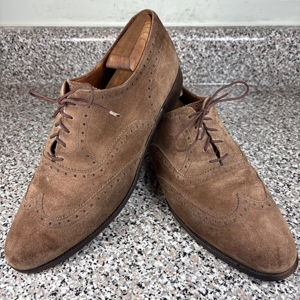 Oxford Paul Stuart by Crockett & Jones marrón gamuza punta de ala para hombre 10,5 usados en excelente estado Foto 2 de 4