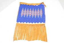 Antique LARGE Native American Plains Indian Beaded Lakota Sioux Pouch Bag 17.5"