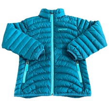 Marmot Teal Color Down Puffer Jacket W/ 700 Fill Unisex Zip Jacket Childs SMALL
