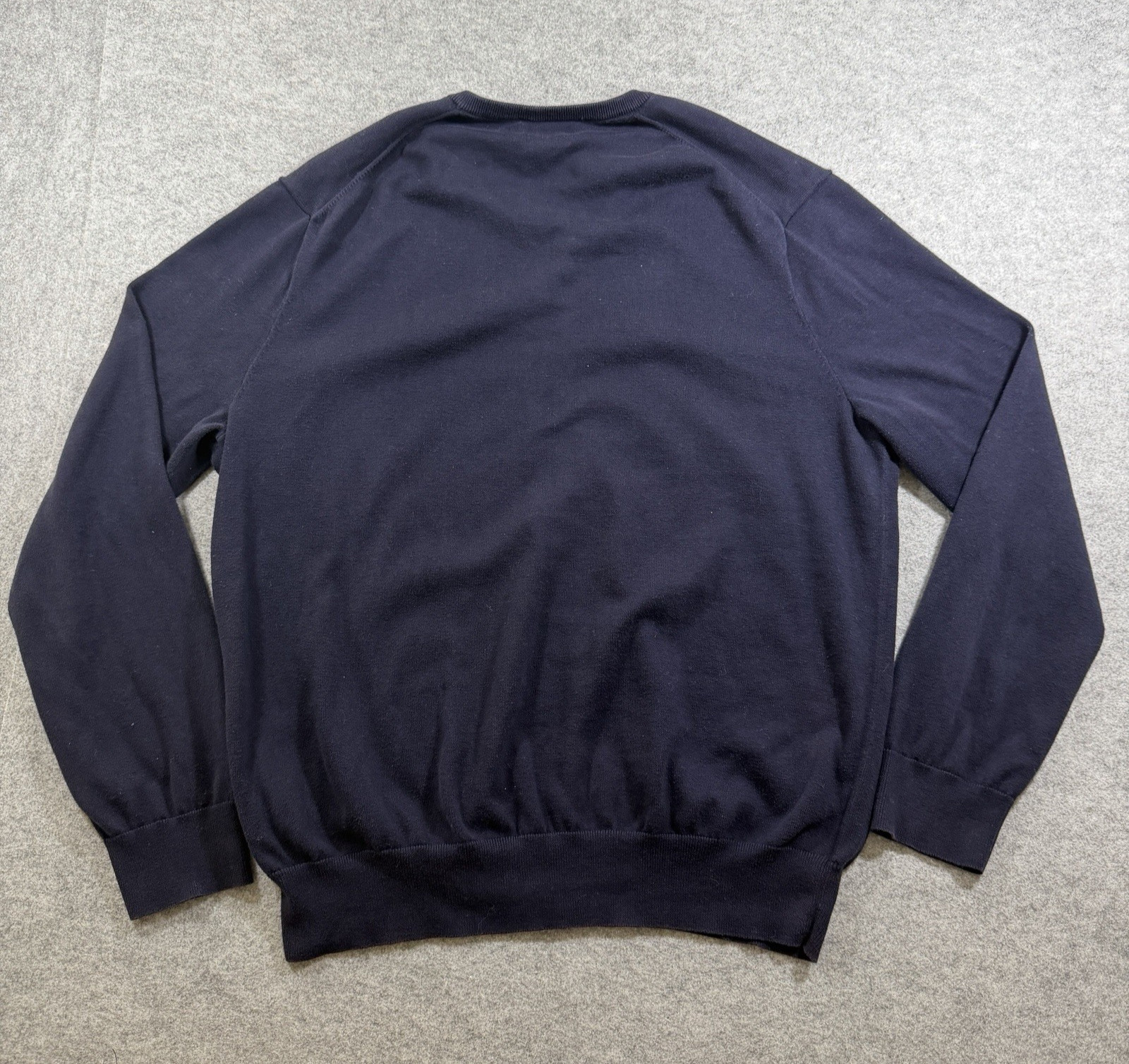 Polo Ralph Lauren Pima Cotton Sweater Mens XL Navy Blue V Neck Preppy Classic thumbnail 2