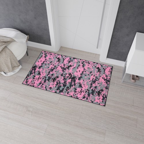 Rosa und grau Camouflage stilvolle strapazierfähige Fußmatte - robuster Eingang, Küche, Fitnessstudio - Bild 17 von 17
