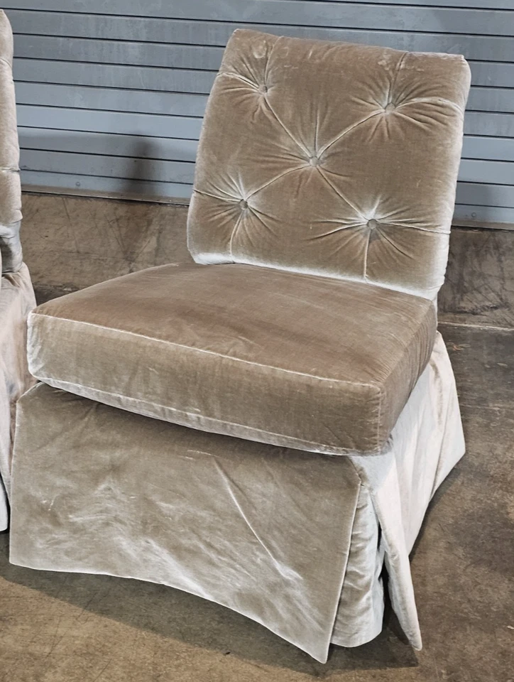 Pair Of Baker Furniture Slipper Chair Lounge Chair High End Velvet Upholstery - Image 4 of 4