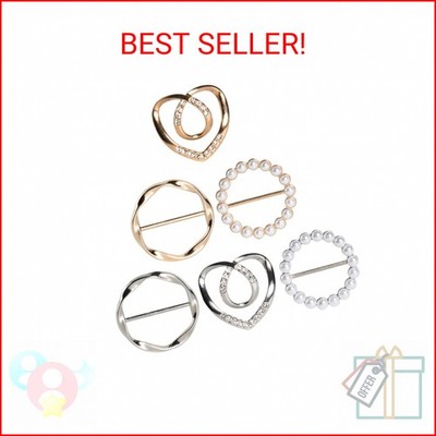 Atopxing 6PCS Cute Scarf Ring and Slides for Scarves, Premium T-Shirt Clips for