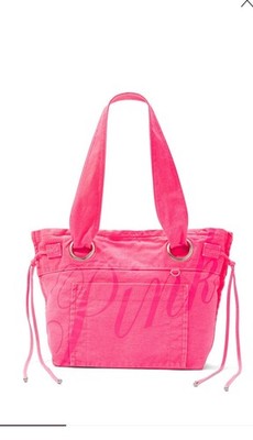 VS Pink Fall For Me Pink Tote Bag with Drawstring Accents, Zip Closure,