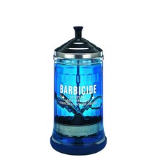 BARBER BEAUTY SALON BARBICIDE DISINFECTING SANITIZING TOOL GLASS JAR 21 OZ