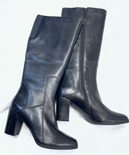 Woman, Size 10, Knee-High Black Leather Boots By Clark  s New With Tags