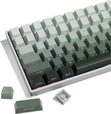 XVX Shine through Gradient Seaweed Green Keycaps - 136 Keys, Side Print, Double
