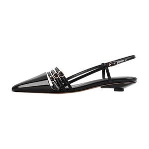 Women's Slingback Sandals Shoes Patent Leather Low Heels Pointed Toe Pumps US10