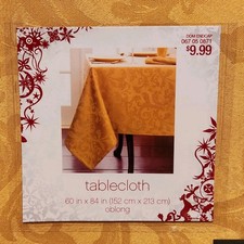 Nappe De Noël Ronde "Peace And Joy" Rouge Et Blanc Cassé - 70 Pouces - Coton - Neuf