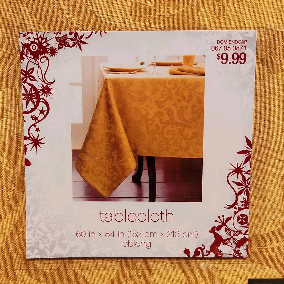 Target 2006 Gold Floral Paisley Oblong Tablecloth 60 x 84 inch Christmas Holiday - Image 2 of 4