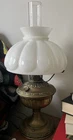 Antique Aladdin Model 7 Brass Oil Lamp Converted Electric Milk Glass Shade