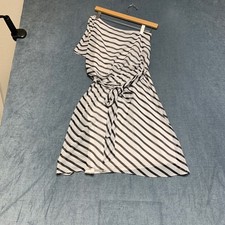 Express One Shoulder Mini Dress Womens XS Petite Black White Striped Streetwear
