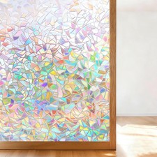 Rainbow Window Film Static Cling Adhesive Decorative 3D Prismatic Light 17.5 x 7