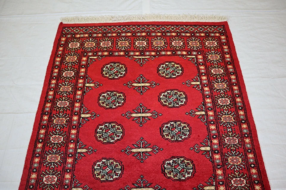 3'2" x 5'1" ft. Bokhara Hand Knotted Wool Rug, Geometric Area Rug, 3x5 Carpet - Image 2 of 4