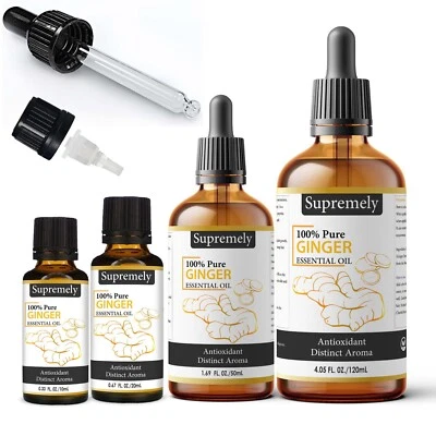 SUPREMELY 100% Pure Ginger Essential Oil Natural Aroma Lymphatic Body Massage Essence FAT