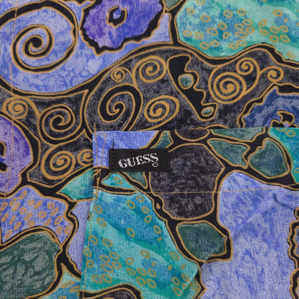 Blusa De Colección Guess Mujer Talla 1 Camisa AOP Abotonada Colorida Años 80 Manga Larga Usada en Excelente Condición Foto 4 de 4