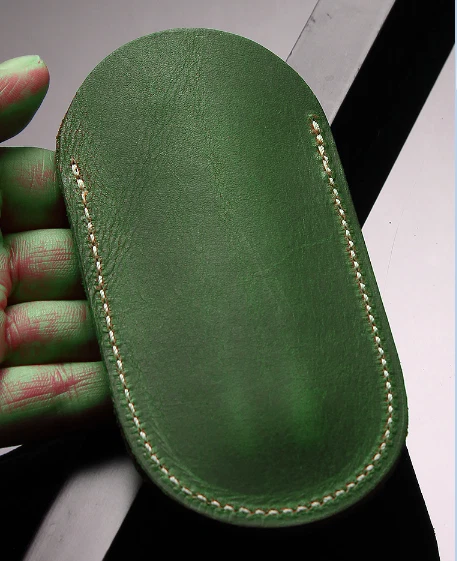 Cuchillo plegable Jackknife bolso navaja bolsa cuero vaca cubierta vaina verde 1053 Foto 4 de 4