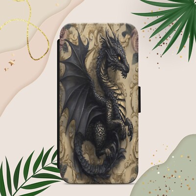 DRACHENDRUCK RETRO HANDYHÜLLE FLIP WALLET HANDYHÜLLE FÜR IPHONE SAMSUNG PIXEL