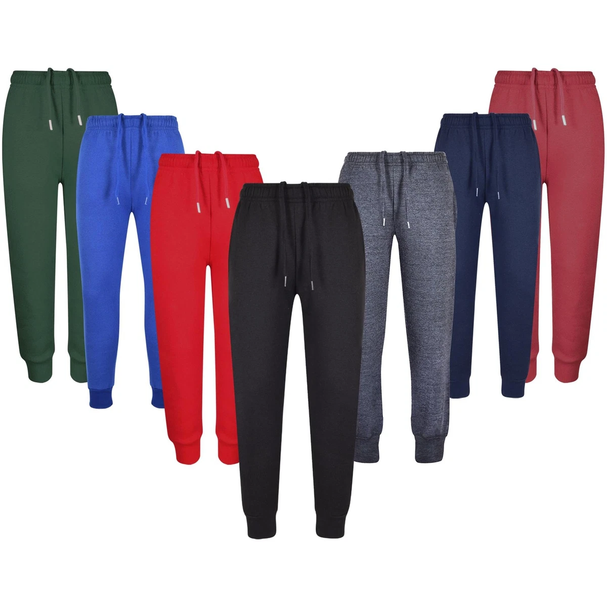 Kids Girls Boys Fleece Jogging Bottoms Cuffed Joggers Sweatpants School Trousers