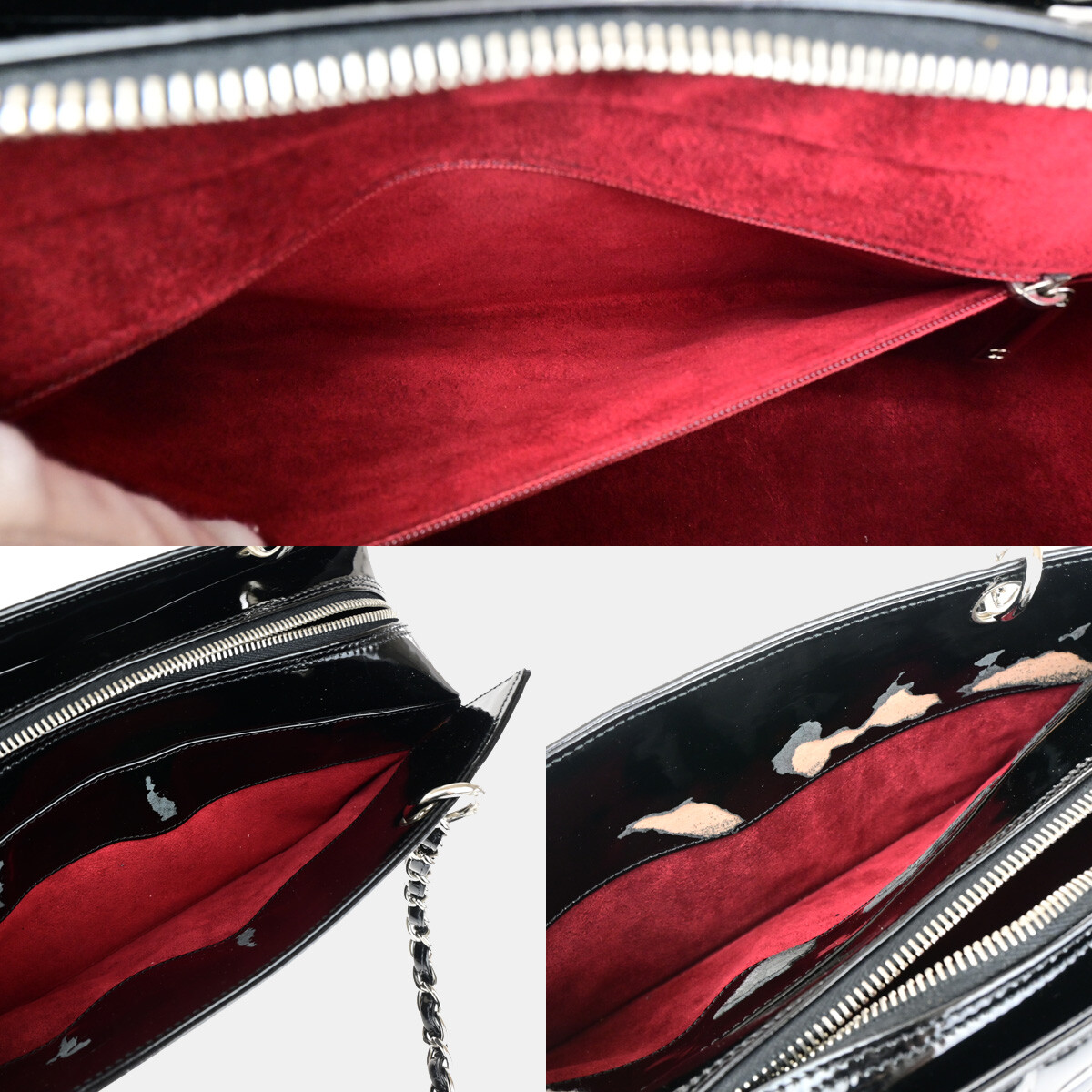 CHANEL CC Logo Chocolate Bar Chain Shoulder Bag Patent CHANEL CC Logo Chocolate Bar Chain Shoulder Bag Patent