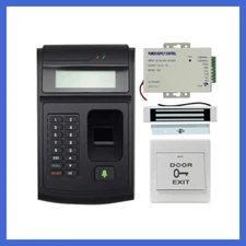 Fingerprint access control system with power supply door lock exit button