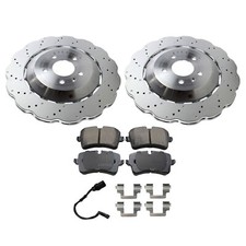 SHW OEM Rear Brake Kit 356mm Wavy Disc Rotors Akebono Ceramic Pads for Audi RS7