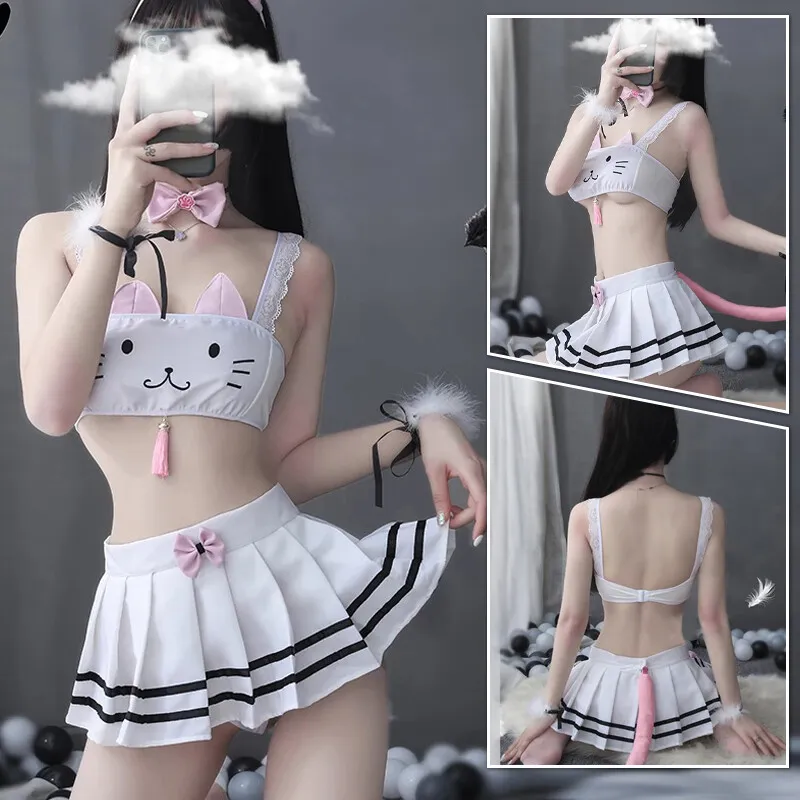 Sexy Cat Cosplay Costume Lingerie Set Anime Girls Swimwear Lolita