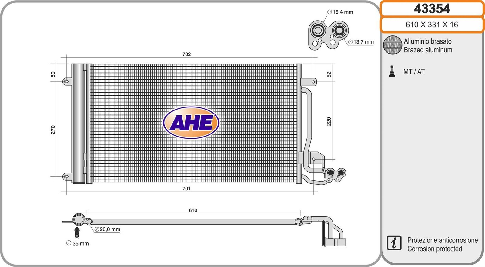 Condenseur de climatisation en aluminium pour Audi A1 et VW Polo V 1.2 1.4 1.6 TDI