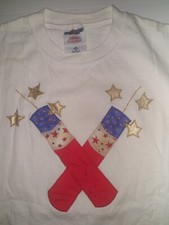 Vintage T Shirt Made in USA Fireworks Medium White American Theme
