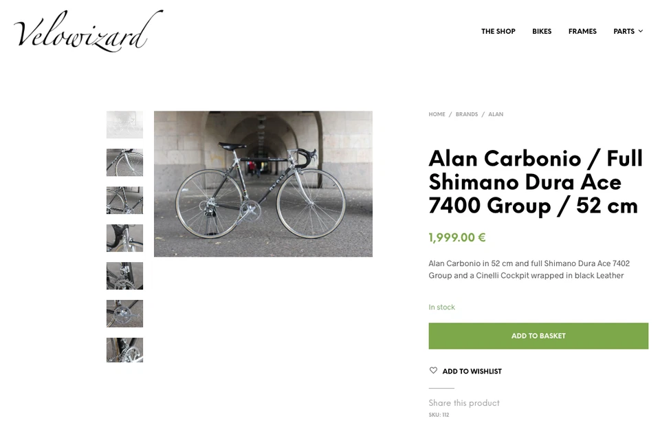 Alan Carbonio Frame / Shimano Dura Ace  / 51 cm / Mavic Cinelli Rolls Carbon - Bild 2 von 4