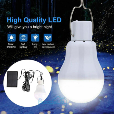 15W Solar Powered Rechargeable LED Bulb Camping Tent Light Lantern Lamp US