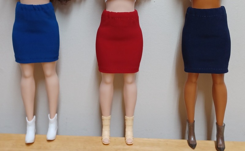 Curvy Barbie 11 1/2" Doll Clothing Skirts Blue, Red, Navy