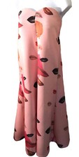 Abito maxi diva rosa neoprene vintage anni 90 gossip lady pazzo stampa labbra surrealista/M