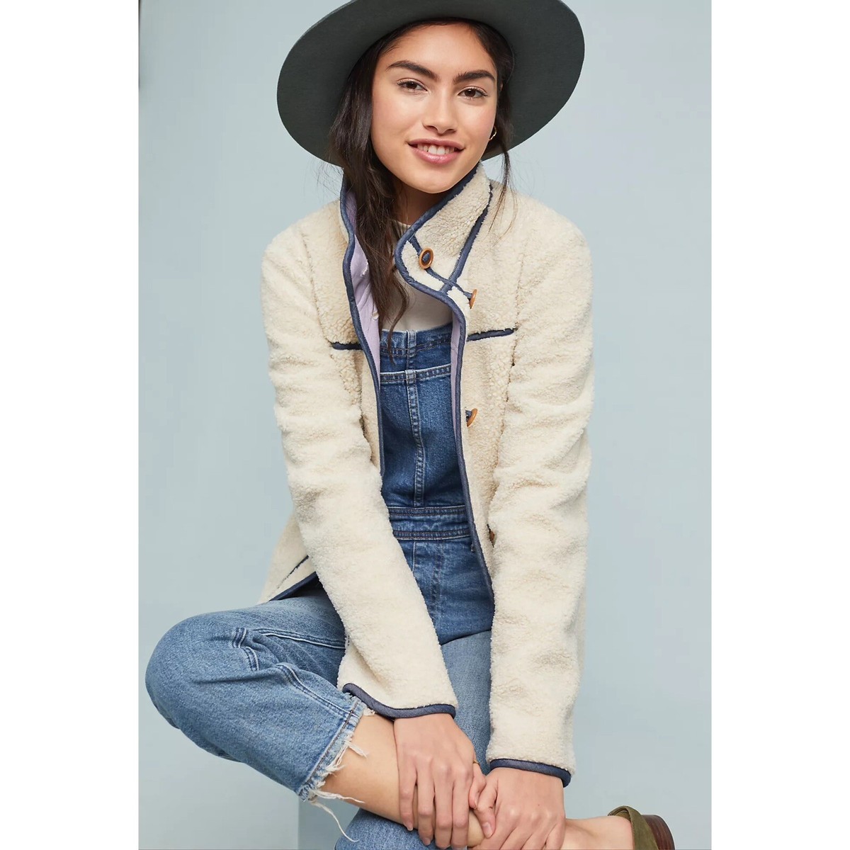 Anthropologie Piped Sherpa Jacket • Size XS