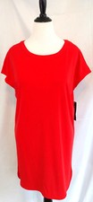 Ralph Lauren Tunic Dress Womens L Coral Orange Shift Sheath Cap Sleeve Hi Lo