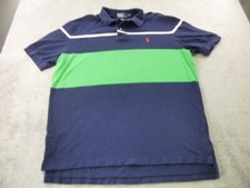 Polo Ralph Lauren Shirt Mens XL Blue Green Striped Polo Short Sleeve Cotton