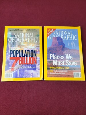 National Geographic magazine population 7 billion USA Map Parks at risk lot of 2