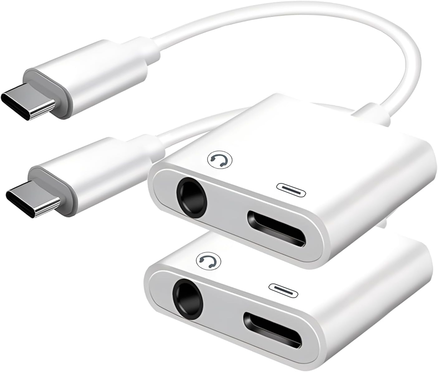 USB C to 3.5Mm Headphone and Charger Adapter 2-Pack, 2-In-1 USB C to Aux Jack Do