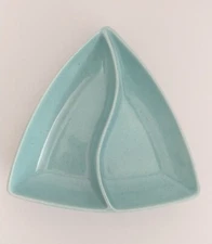 Santa Anita Ware Serving Dish VTG MCM Blue Divided Triangle Retro Palm Springs